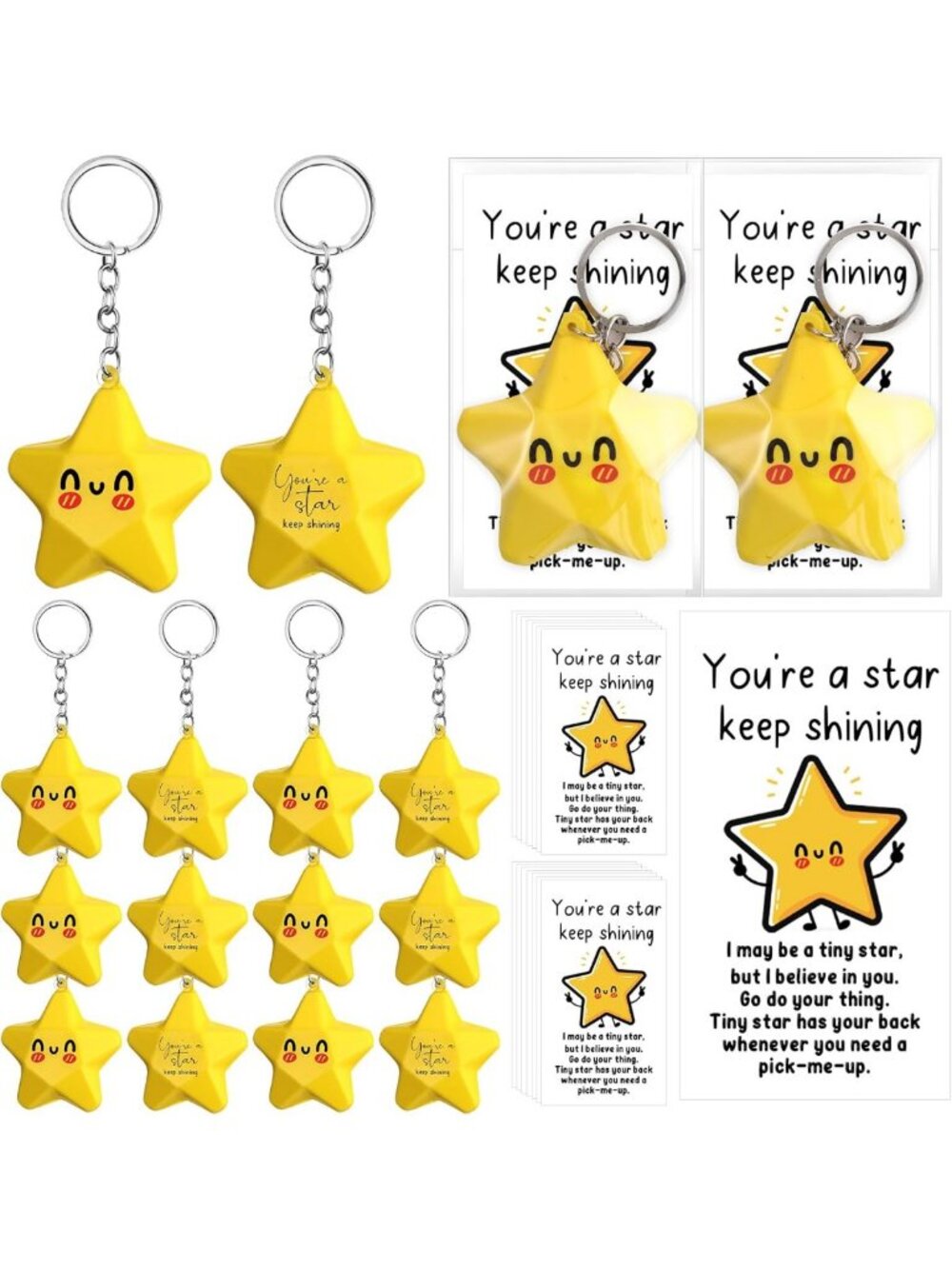 Inspirational Star Keychain Set - 60 Bulk Gifts for Friends & Celebrations